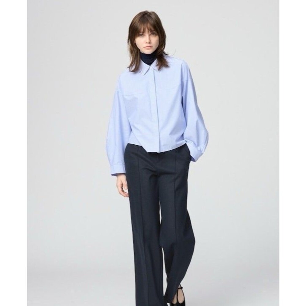 UNIQLO :C Cotton Cocoon Shirt Striped 2025 Blue Women's Size Large